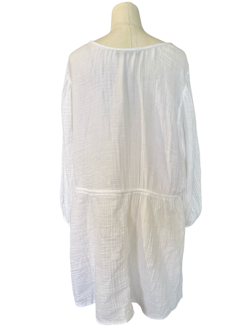 Abercrombie & Fitch White Cotton Gauze Boho Peasant Mini Dress Size M - Picture 3 of 7